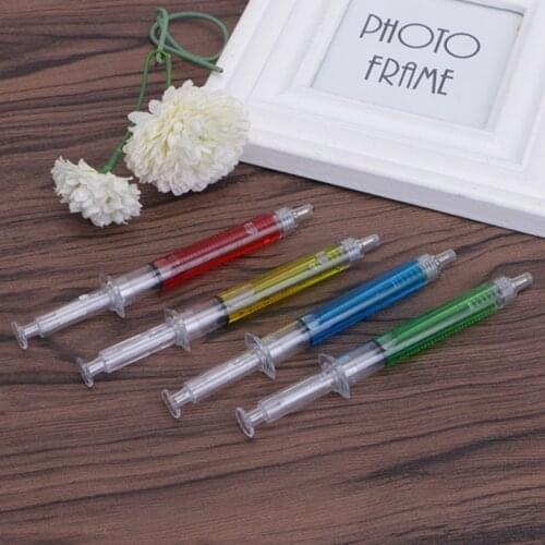 4Pcs Novelty Injection Syringe Gel Pen Ballpoint Black Ink Liquid Medical Style