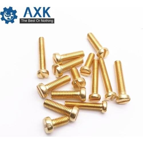 50pcs/lot DIN84 Brass cheese head slotted screw M1.2 M1.6 M2 M2.5 M3