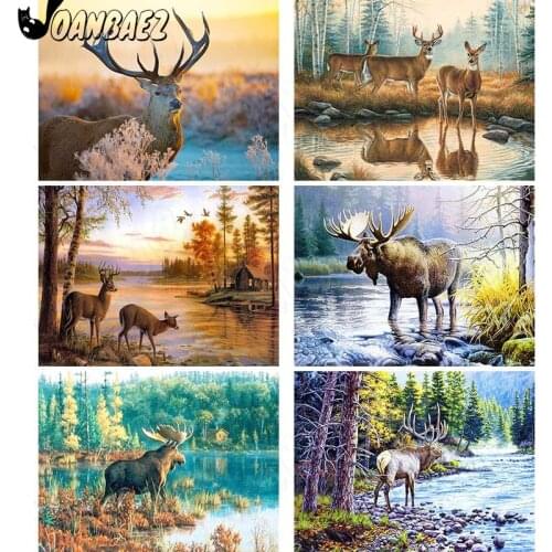 Elk Diamond Painting Animal Cross Stitch Embroidery Landscape Mosaic Kit 5D Diy Hand Inlaid Home Decoration Design