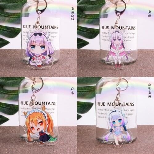 1pcs Anime Kobayashi-san Chi no Maid Dragon on Cartoon KannaKamui Printed Keychain Cosplay Pendant Decor Keyring Gift
