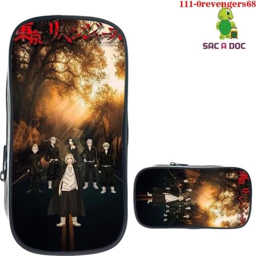 3D Tokyo Revengers Makeup Case Tokyo Revengers Anime Pencil Box Cartoon Cosmetic Bag Zipper School Supplies Women Makeup Pouch