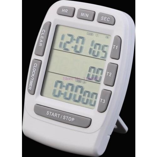 20Pcs/Lot Digital LCD Kitchen Timer Magnetic Timers Cooking Timer 3 channel Display Kitchen Gadgets Cooking Tools