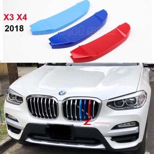 For 2018 All New BMW X3 G01 X4 G02 3D M motorsport stripe Front Grille Trim Strips Decoration Grill Cover clips Stickers