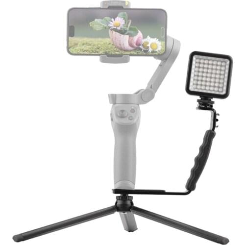 For DJI OSMO Mobile 2/ 3 Gimbal Stabilizer Folding Tripod Square Fill Light L-shaped Handheld Handle Bracket Accessories Kit