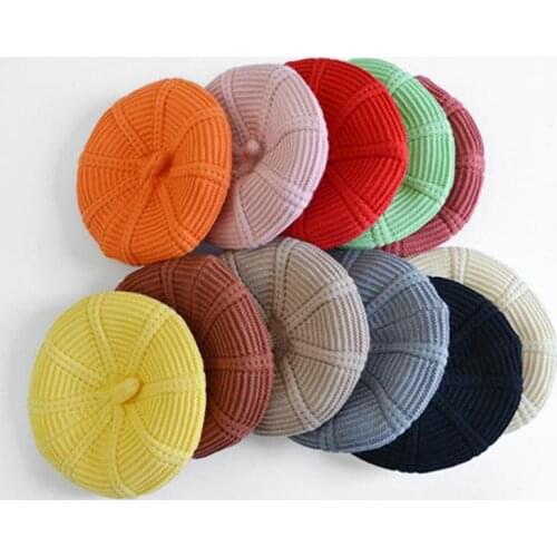 Doitbest 3 to 8 Years old autumn Child Striped berets winter Warm knit kids cap Hat Boys Girls beret