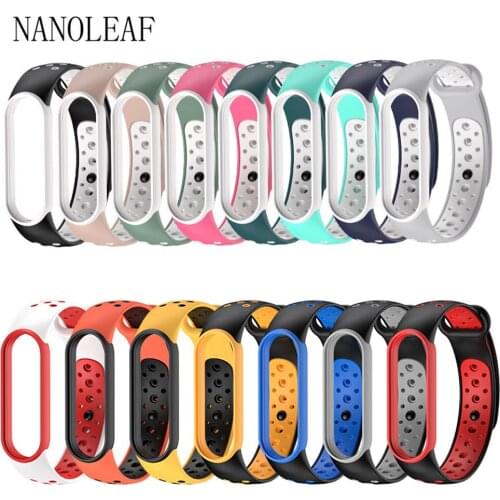 Two-Tone Silicone Strap for Xiaomi Mi Band 5 and NFC Version Soft Breathable Replacement Wristband Fashion Sport Bracelet