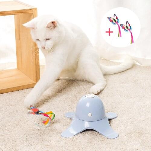 Electric Cat Teaser Toy Smart Spinning Automatic Interactive Funny Stick Training Amusement Interesting Kitten Toys Supplies
