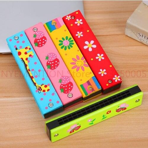 Baby Toys Noise Maker Childrens Wooden Painted Harmonica Early Education Toys Oral Organ Learning Baby Toy Random Color 100pcs