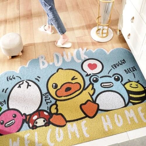 Creative little yellow duck pattern carpet home door mat room entrance mat can be cut non-slip area rug cartoon bedroom rugs