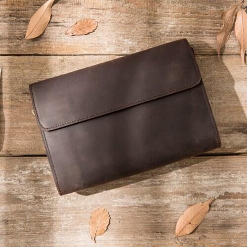 Handmade crazy horse leather mens personality clutch bag leather retro leather casual mens bag clutch bag