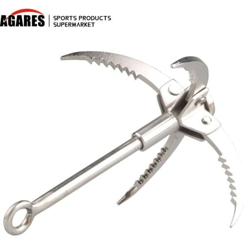 Outdoors Climbing Camping Hiking Fishing Survival Foldable Grappling Hook Claw Military Fighting Carabiner Tool Wall Equipment
