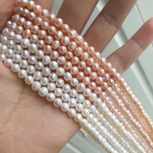 Natural freshwater pearl 5-5.5mm round gemstone beads for 925 sterling silver Jewelry Making Necklace Bracelet 15inch ICNWAY