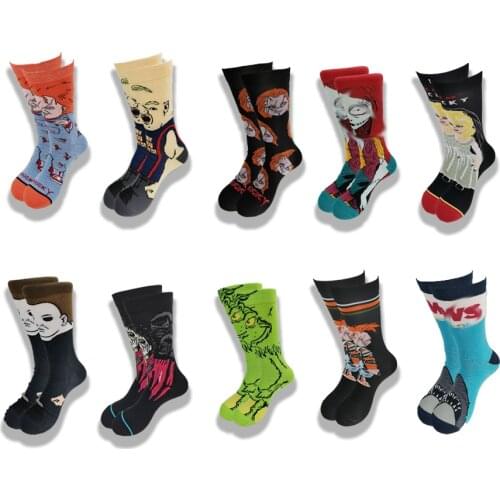 Mens and Womens High-Quality Socks Movie Story Characters Wear Tube Skateboard Comfortable and Soft Socks in Spring and Qutum