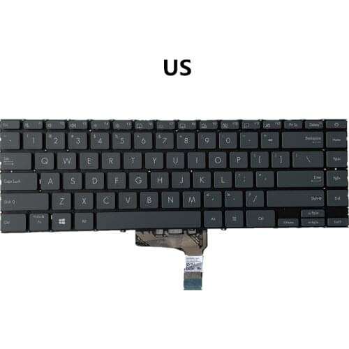 Laptop US/UK/IT/AR/PO/RU/UA/GE/SF/TU/CS/NO/CB/BG/FR/BE/AF Backlight Keyboard for Asus ZenBook 14 UX425 U4700 SN3591BL1 Gray