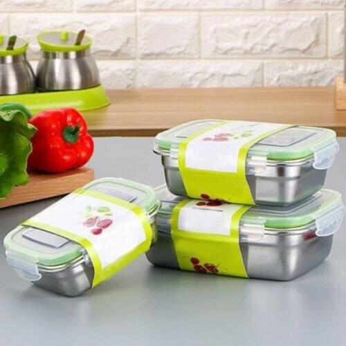 1 Layer Stainless Steel Insulated Lunch Box Bento Food Container Fresh-keeping Lids 304 Stainless Steel