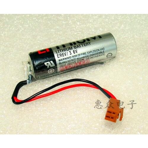 Wholesales!! 10PCS/lot 100% Original New ER6V 3.6V 2000mAh PLC Battery With Brown Plug Free Shipping