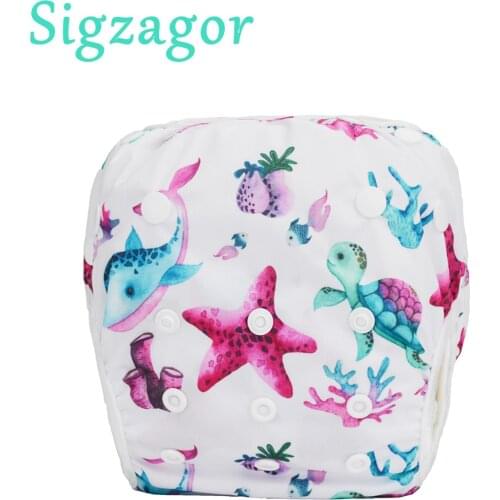 [Sigzagor] 1 LARGE Big Swim Diaper,Nappy Pants One Size OS All In One Nappy Reusable Baby Girl Boy Toddler,18lbs-55lbs,8kg-25kg