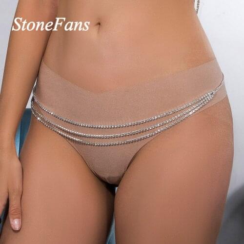 Stonefans Shiny Multi-layer Rhinestone Waist Chain Belt for Women Sunmmer Beach Bikini Belly Waist Chain Sexy Body Jewelry Gift