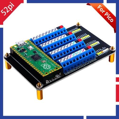Raspberry Pi Pico Expansion Board 5V M2.5 40pin Led Out GPIO Screw Terminal with LED Data Protocol 12C UART Analog Digital