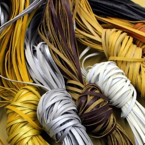 REGELIN 3meters Coffee/Black/ PU Leather Strap Findings 5mm Flat PU Leather Cord String Rope DIY Necklace Bracelet Making