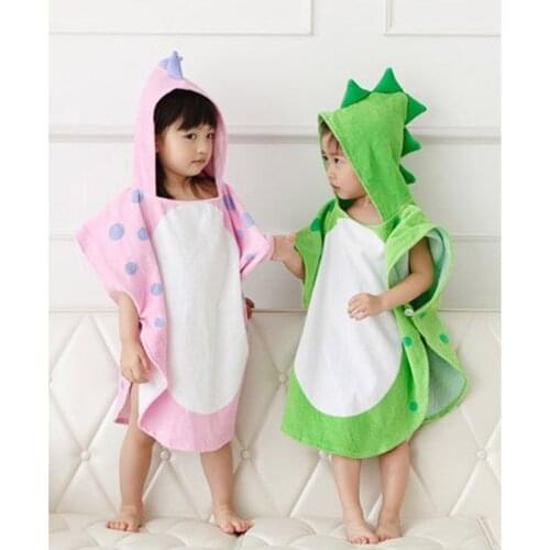 Hooded With Paw Dinosaur Ponchos Hooded Childrens Bath Towel Kids BeachTowel Infant Bathrobe C5AF