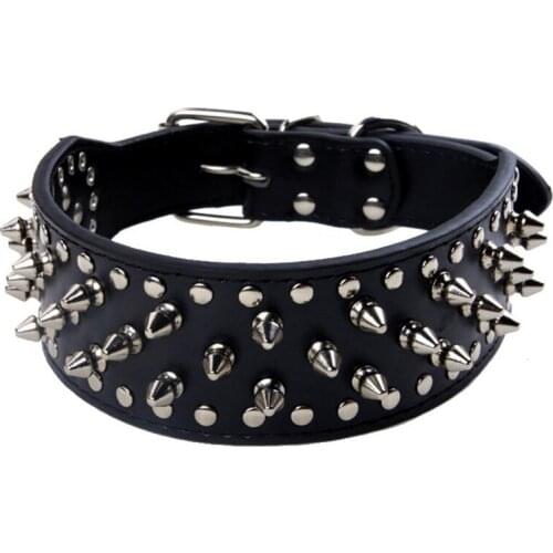 Spiked Studded PU Leather Pet Dog Collar Rivet Adjustable Safety Fashion Supplies J2Y
