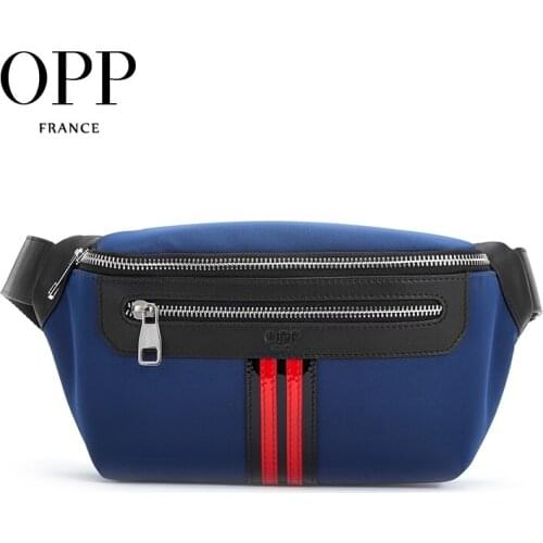 OPP Mens Casual Business Pockets Leather Zipper Fashion Shoulder Messenger Bag Mens Leather Large Capacity Bag