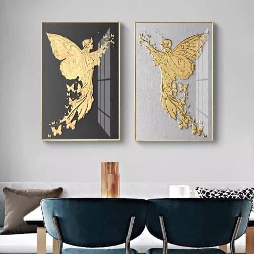 Modern Light Luxury Golden Abstract Decorative Painting Porch Fashion Art Living Room Sofa Background Wall Painting Core