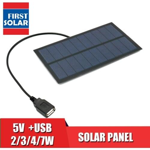 5V 2W 3W 4W 7W Output USB Solar Cell Outdoor 18650 Battery Charger USB Female Port 5 V Charge Regulators Solar Panel