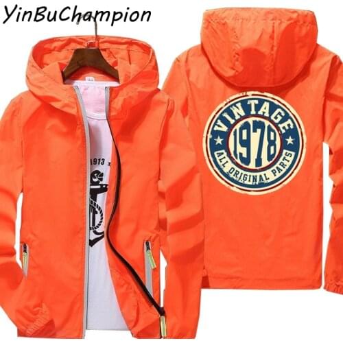 Vintage 1978 All Original Parts Men Women Windbreaker Zipper Thin Reflective Sunscreen Pilot Hooded Coat Jacket Oversized 6XL