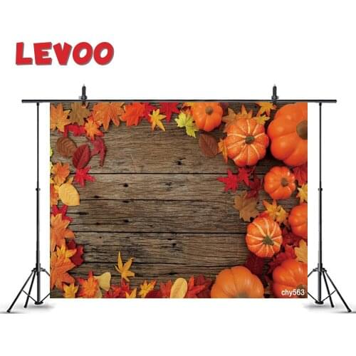 LEVOO Fall Photo Background Leaves Pumpkins Old Wood Table Autumn Photo Booth Photozone Vinyl Shoot Props Photography Backdrop