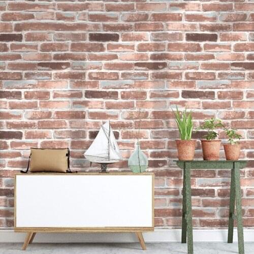Vintage 3D Faux Brick Pattern Wallpaper Roll Vinyl PVC Retro Wall Paper Office Dining Room Living Room Decoration