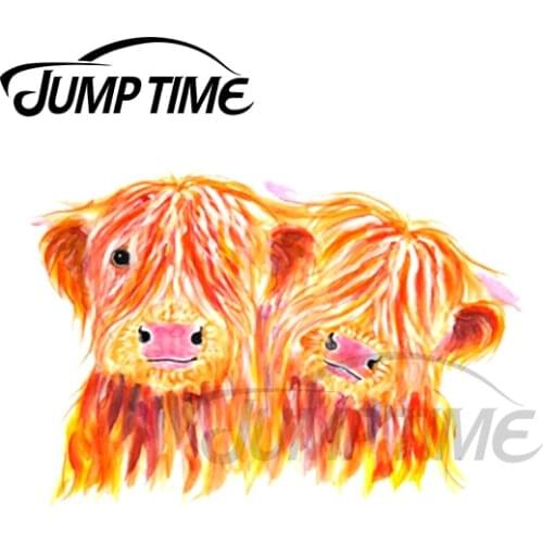JumpTime 13 x 4.4cm For HIGHLAND COWS Car Stickers and Decals Creative JDM Funny Decoration Vinyl Waterproof Trunk Car Wrap