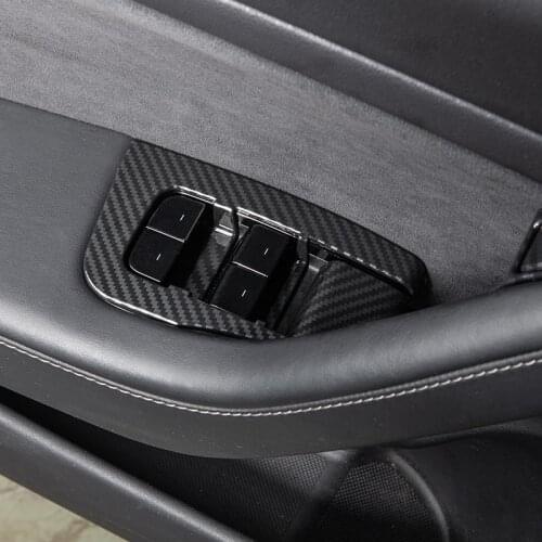 Vxvb For New 2021 Tesla Model 3 Y Accessories Model3 Carbon Fiber ABS Model3 Door Lock Protection Cover For Tesla Model Three