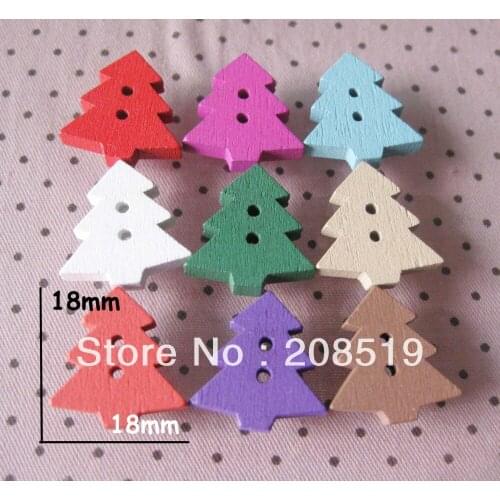 WB0010 150pcs Mixed Tree wood buttons For Christmas decoration fashion buttons