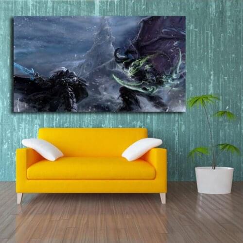 World Of Warcrafts Arthas Vs Illidan Canvas Posters Prints Wall Art Painting Decorative Picture Modern Home Decoration Artwork