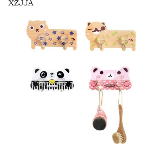 XZJJA Cartoon Animal Pattern Storage Hook Kitchen Bathroom Behind Door Sundries Organize Hanging Holder Wall Decor Adhesive Rack