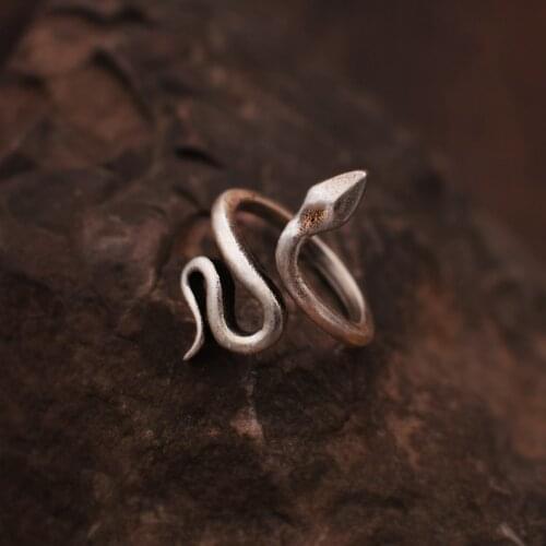 Goth Snake Ring Viking Serpent Gothic Pagan Jewelry For Women Gift SanLan