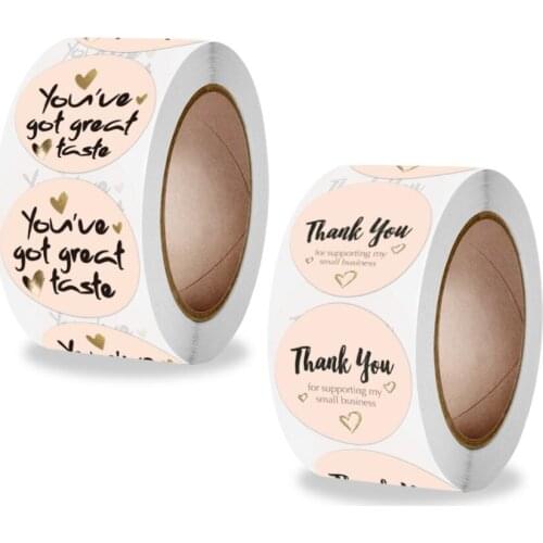 1 roll thank you handmade crafts decorative Labels With Red Heart Design For Shopping Party Gift Decoration Stickers 500 pcs
