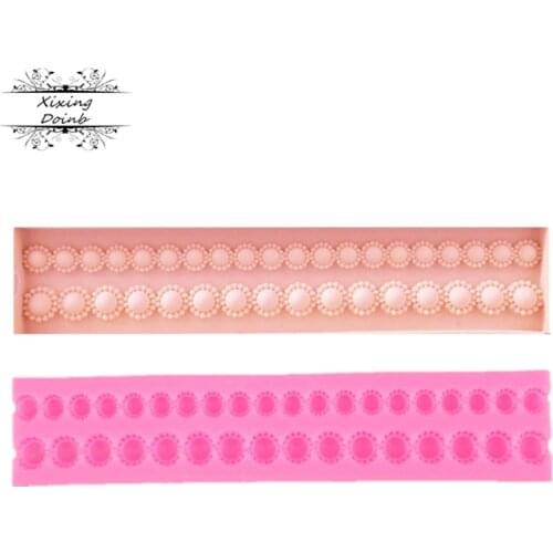 1Pcs Long ribbon pearl side silicone soft candy mold cake decorating tool candy chocolate Soft Candy Mold