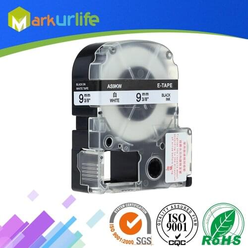 1 Pack SS9K SS9KW Compatible Epson Labelworks LW-300 LW-400 LW-500 LW-600 Label Maker Tape Refill Cartridge Black on White 9mm