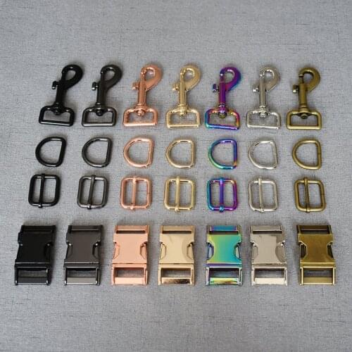 100 Set 15mm 20mm 25mm 32mm Metal Thickness Shoulder Leather Bag Strap Belt Web Rectangle of 7 different colors Slider 4S-LXK