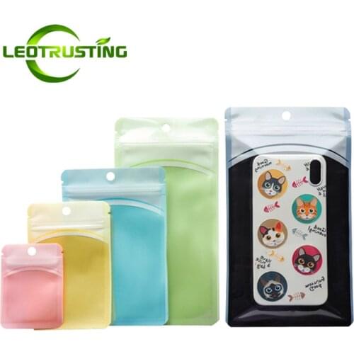 100pcs Clear Front Plastic Zip Lock Hanging Bags Flat Resealable Phone Cells Cosmetics Trinkets Gifts Jewelry Packaging Pouches