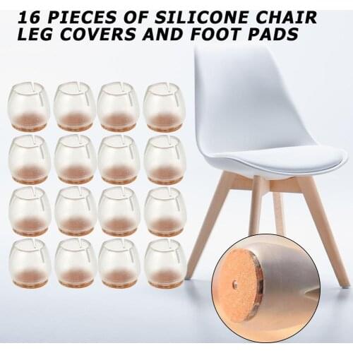 16pcs Silicone Chair Leg Caps Feet Pads Non-Slip Chair Leg Protective Case Cap Pad Furniture Table Covers