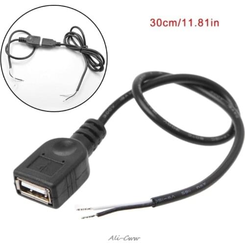 2018 High Quality 1Pc USB 2.0 Female Jack 2 Pin 2 Wire Power Charge Cable Cord Connector DIY 30cm