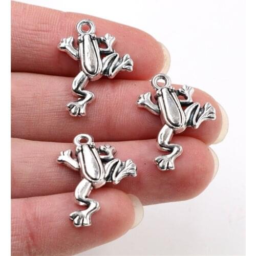 23x18mm 15pcs Antique Silver Plated Frog Handmade Charms Pendant:DIY for bracelet necklace-Q6-24