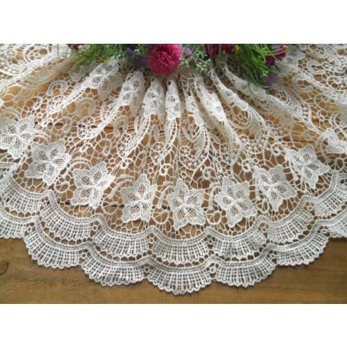 3Yards/lot 28CM Cotton Hollow Embroidery Water Soluble Lace Trim White Venice DIY Handmade Lace Trimmings for Garments LSHB338