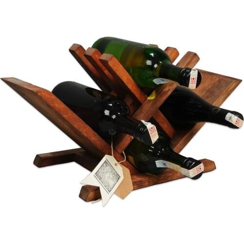 4-Cross Decorative Wine Rack Width 21 cm Length 46 cm Height 24 cm Color Walnut Wood Type Pine