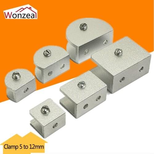4pcs/set High Quality Space Aluminum Glass Clips Adjustable Wall Mounted Glass Shelf Clamp Bracket 5-12mm Glass Holder