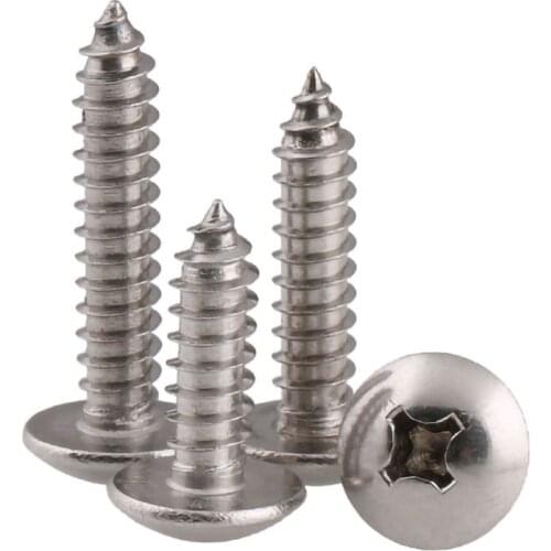 5-30pcs M3 M4 M5 M6 Cross Recessed Truss Head Self-tapping Screw 304 Stainless Steel Phillips Mushroom Head Wood Screw
